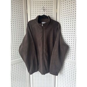 BLAIR Women's 2XL Brown Zip Fleece Jacket Coat Pockets